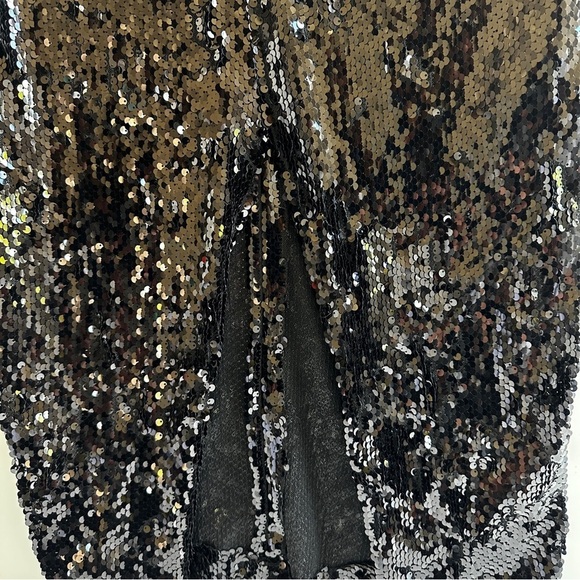 Zara Front Ruched + Front Split Sequin Skirt | Size Large - Picture 4 of 5